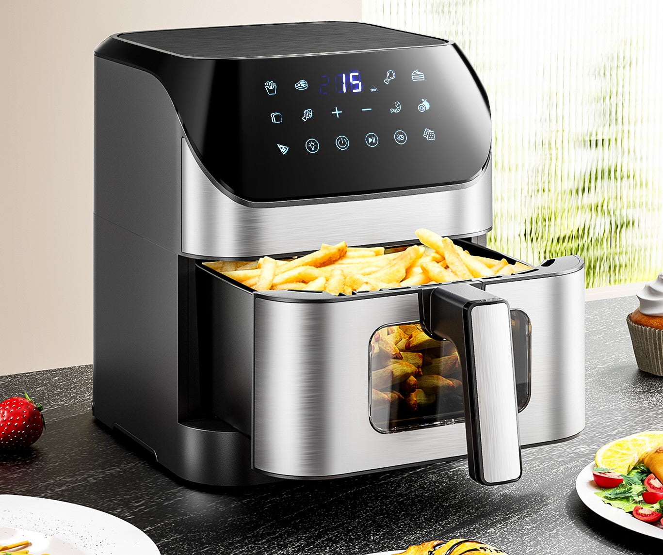 Air fryer Backofen Fritteusen Heißluft Friteuse Schwarz