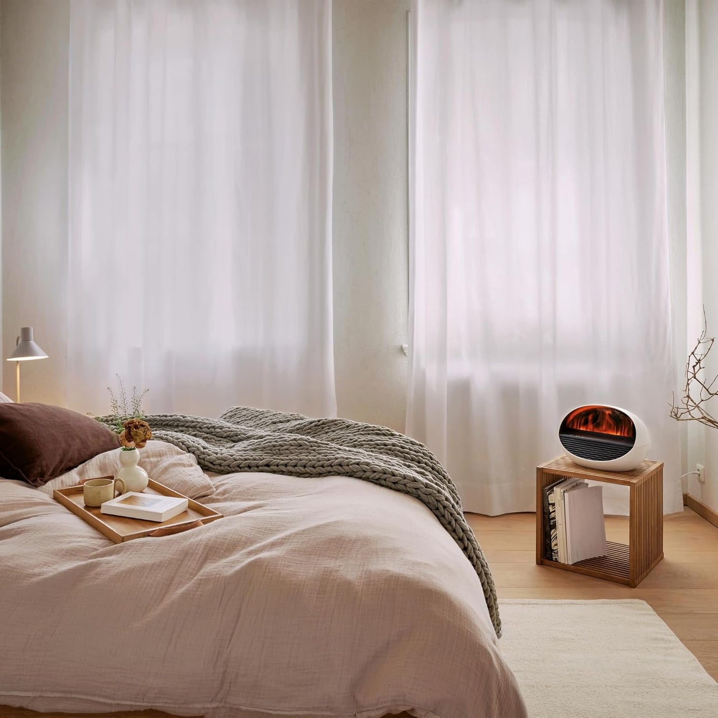 Kamin elektrisch, LED, Kaminfeuer-Optik, Fireplace, russfrei, leistungsstark, effiziente Temperaturregulierung, 4 Farben, weiß