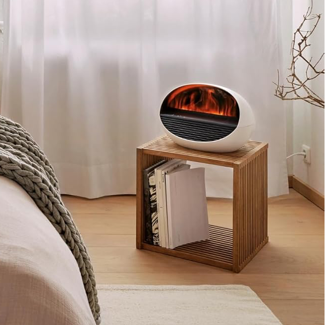 Kamin elektrisch, LED, Kaminfeuer-Optik, Fireplace, russfrei, leistungsstark, effiziente Temperaturregulierung, 4 Farben, weiß