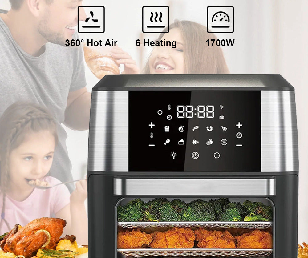 12L Heißluftfritteuse Heissluft Friteuse Fritteusen Backofen 1700W Air Fryer XXL