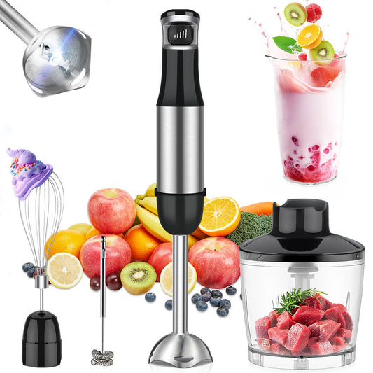 5 in 1 Stabmixer 800W Hand Blender Pürierstab Pürierer Püriergerät Mixer Silber
