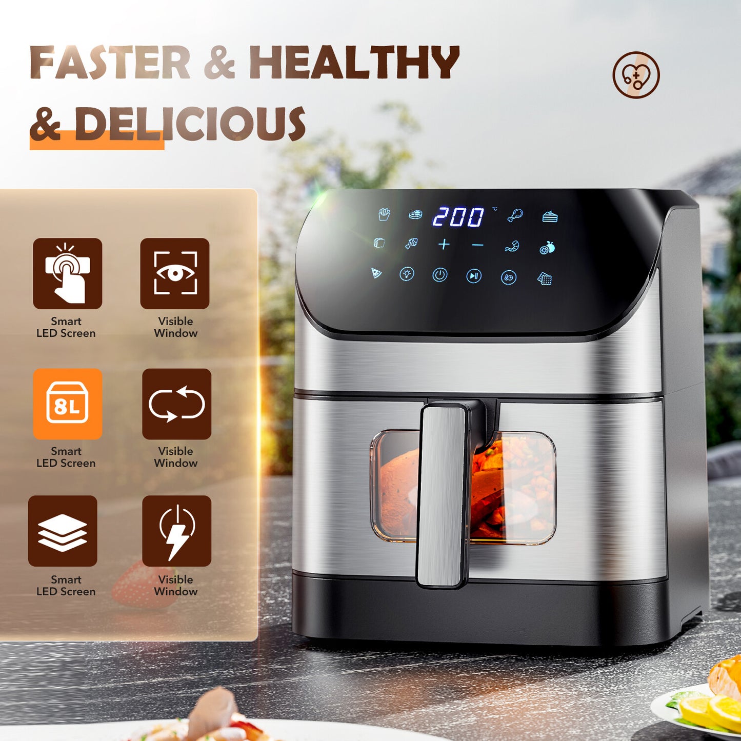 Air fryer Backofen Fritteusen Heißluft Friteuse Schwarz