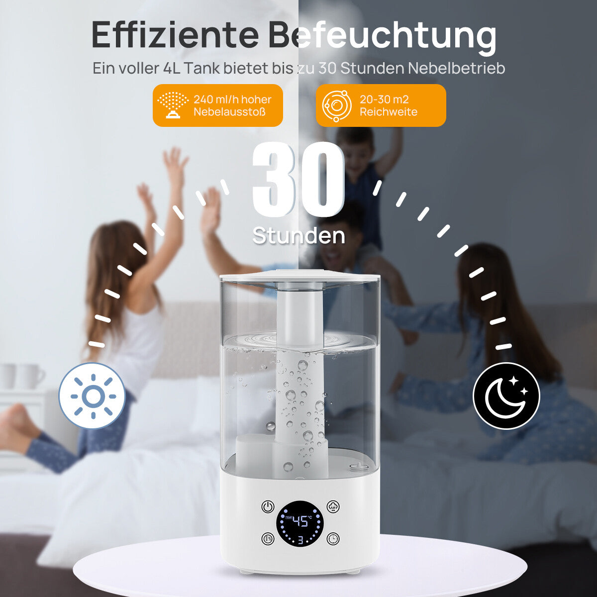 Luftbefeuchter Pflanzen Humidifier Ultraleise mit Feuchtigkeitsanzeige 4000ml DE